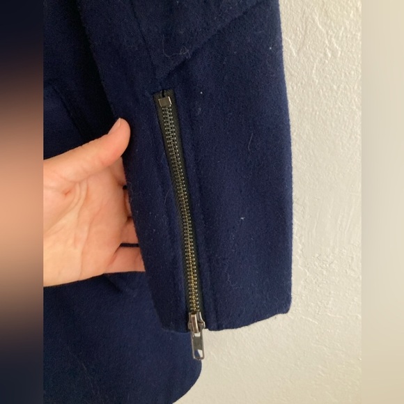 ASOS Wool Blend Coat Full Zip Navy Blue Asymmetric Military Preppy Academia US 8 - Picture 12 of 14